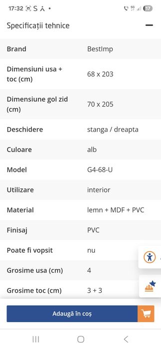 Usi interior dimensiune 88×203 si 68×203