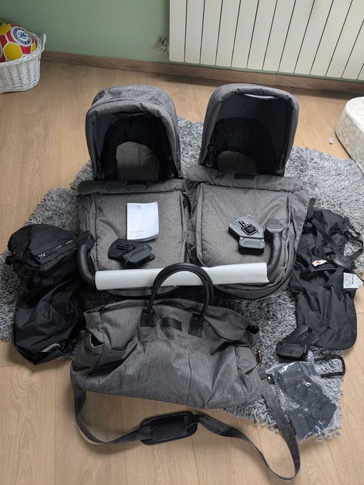 Mountain Buggy Duet Luxury Twin Pushchair With 2 Carrycots