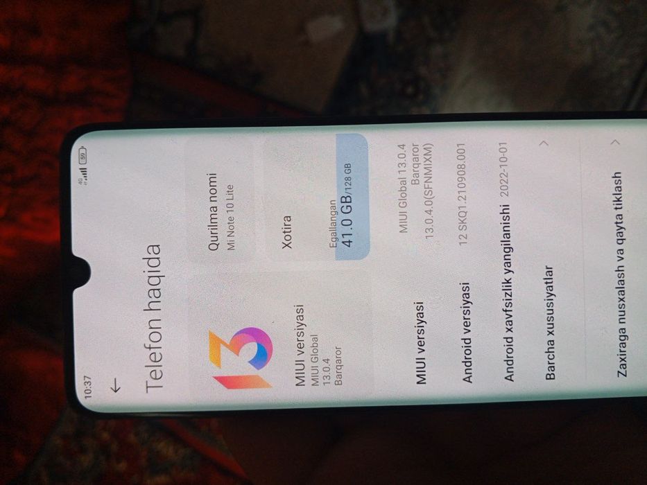 Mi not 10 lite tegiga javop