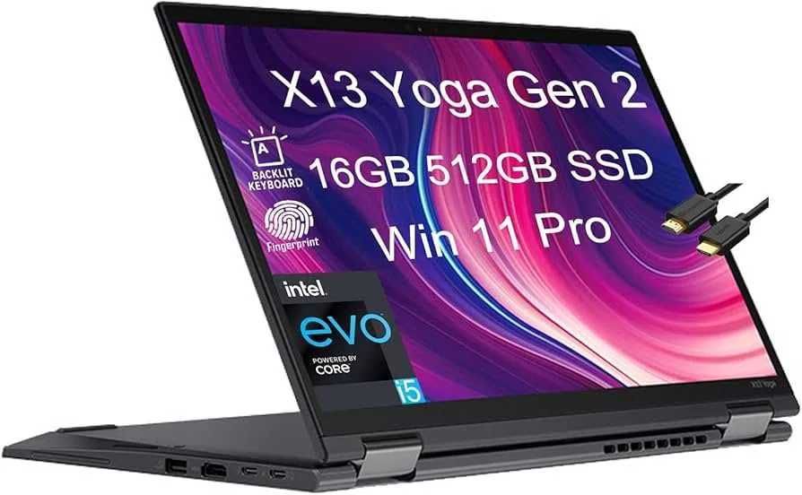 Лаптоп LENOVO THINKPAD X13 YOGA GEN 2 TOUCH 13.3" Full HD/ i5-1145G7/ 16GB/ 256 GB NVMe/ HDMI