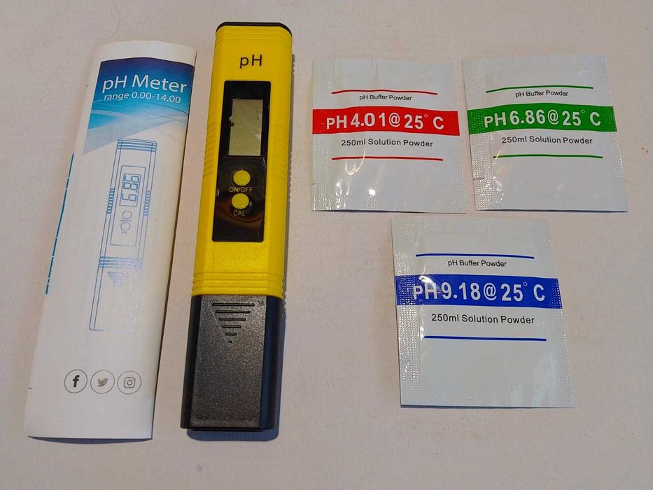 pH метър, с прах за калибриране