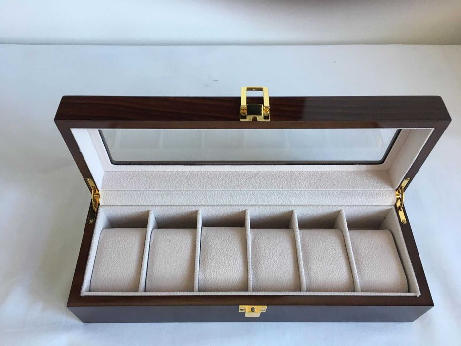 Cutie Caseta Ceasuri Lemn Eleganta Maro pentru 6, 10 și 12. SIGILAT !