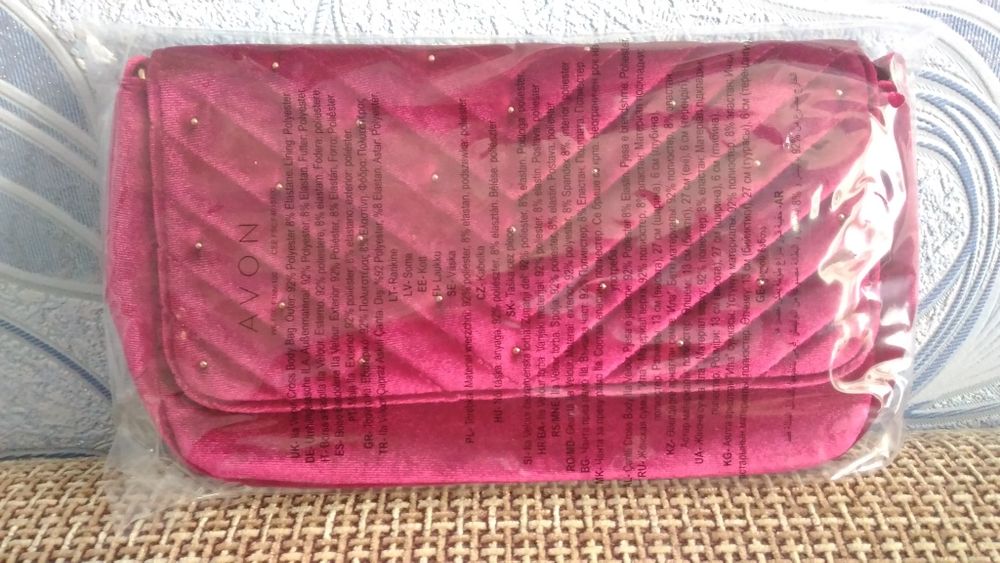 Женская  бардовая бархатная сумочка