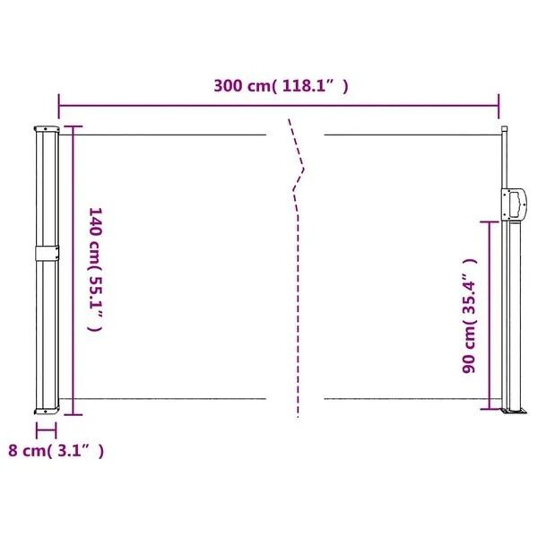 Copertină laterală retractabilă antracit 140x300 cm
