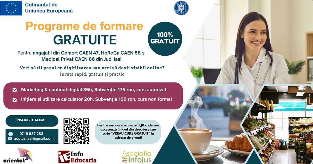 Cursuri GRATUITE competențe digitale pentru angajații din județul Iași