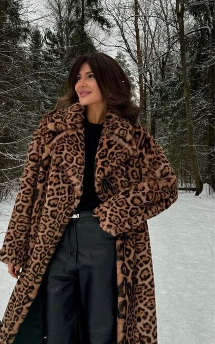 Продам длинную леопардовую шубу