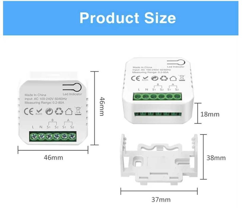 Contor inteligent de Energie 2 Canale control din aplicatia Tuya WIFI