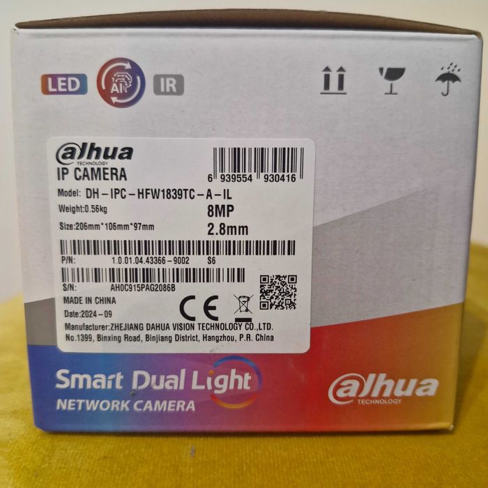4 Camere supraveghere, Dahua IPC-HFW1839TC-A-IL-S6, 8MP