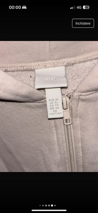Hanorac H&M crem oversized crop - comfy fit | mărimea XL