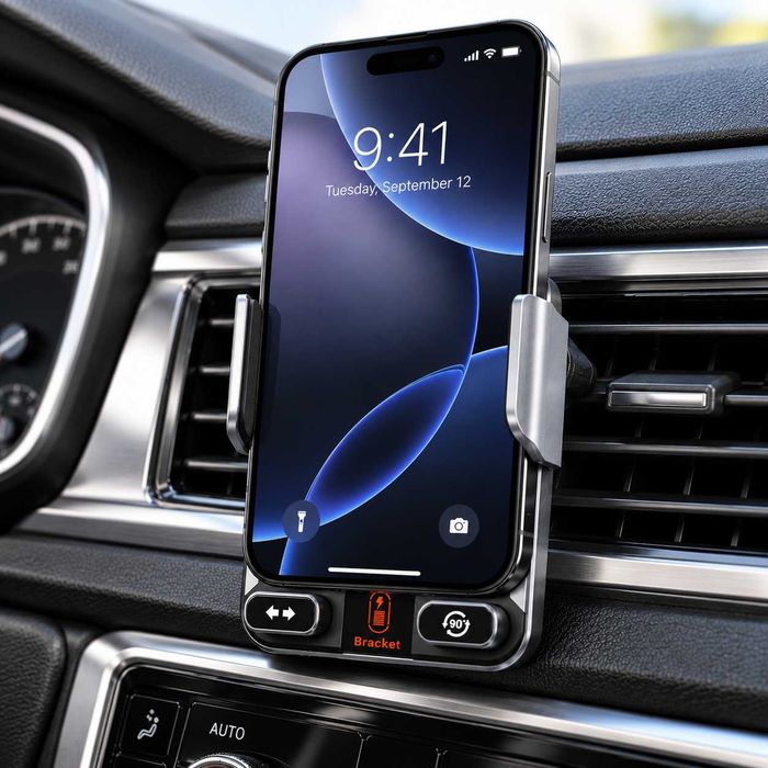Автомобилна поставка за телефон с безжично зареждане Qi 15W