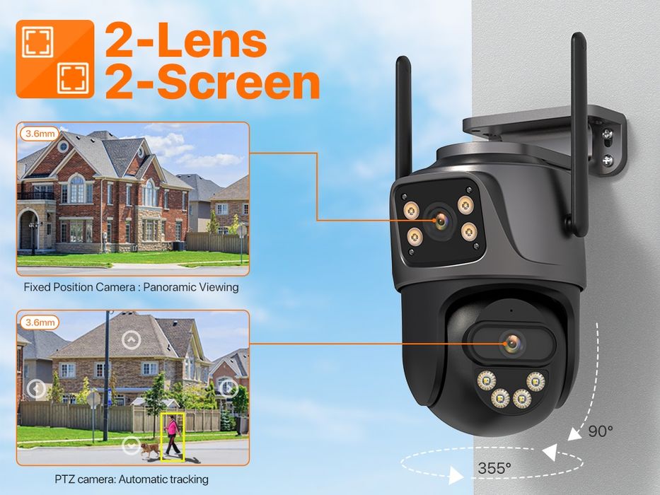 Camere video smart originale color noaptea AI calitate 4K cu 2 lentile