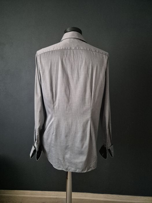 Cămașă bărbătească Next Signature, 100% bumbac, slim fit, guler contrastant negru, mărime 42cm/16½"