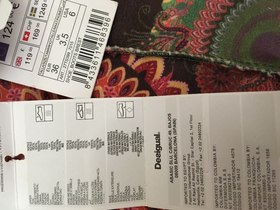 Нови ботуши Desigual 36 с етикет идея за подарък розово зелено