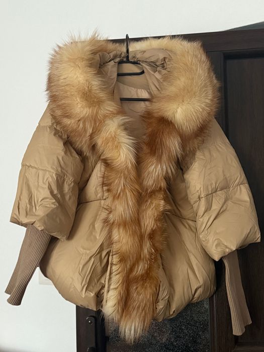 Geaca cu blanita naturala de vulpe aurie