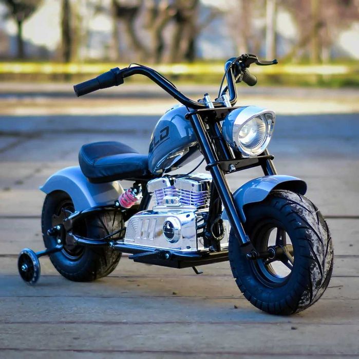 Motocicleta Kinderauto Old School 300W 24V roti moi gonflabile Grey