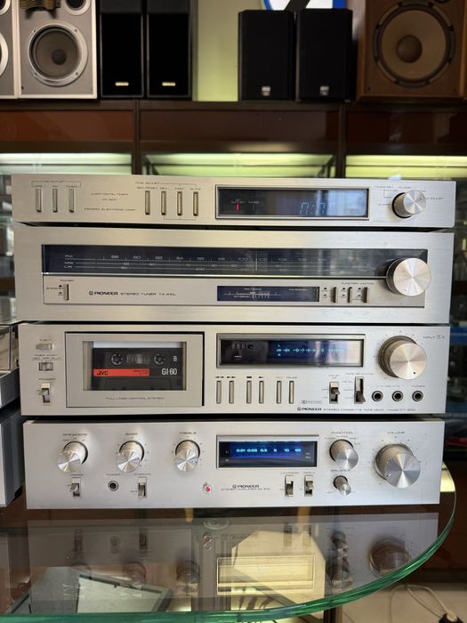 ТОП ретро аудио сет PIONEER синя серия - усилвател, тунер, дек, таймер CD плеър, грамофон