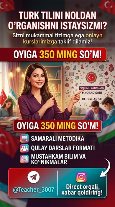 Kurslarimiz online va offline mavjud