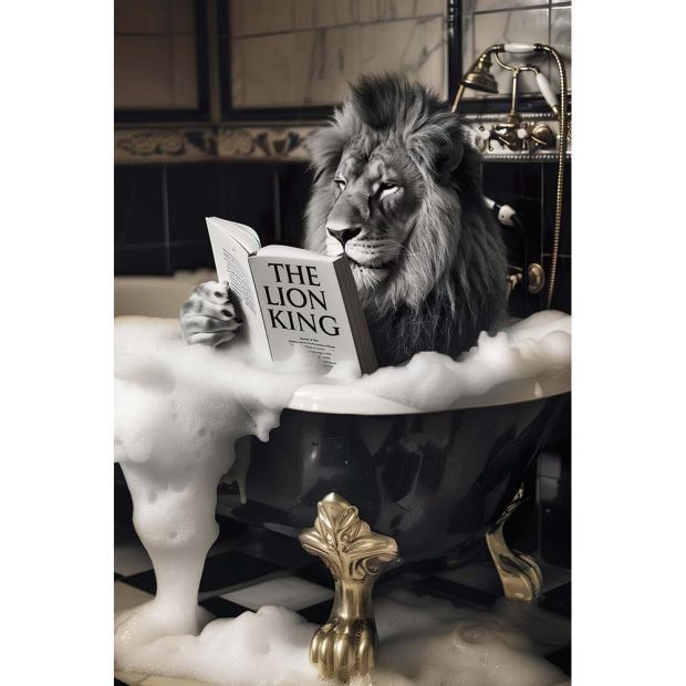 120см! Стъклена картина "Лъв"