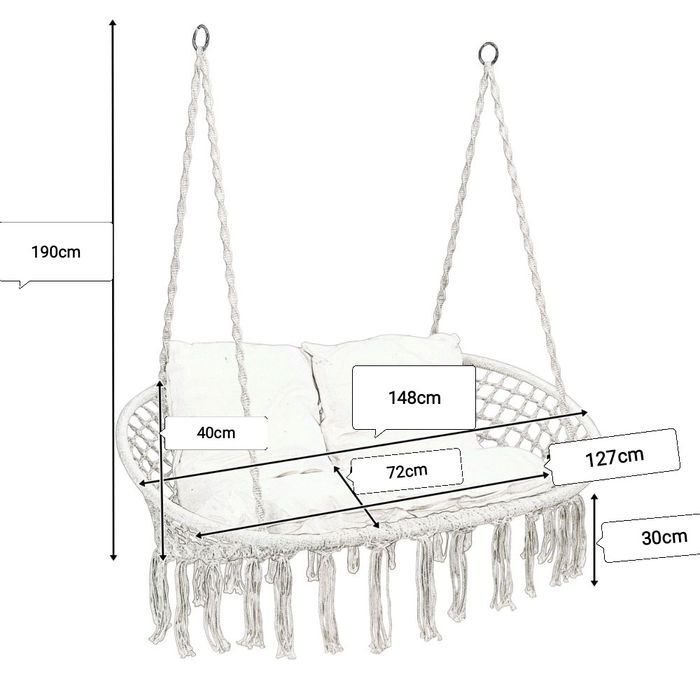 Leagăn suspendat dublu/balasoar/hamac macrame
