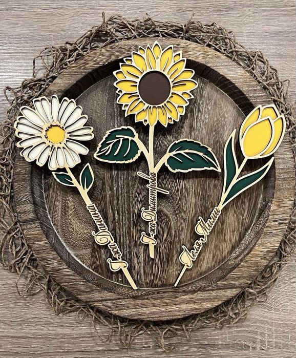 Персонализирани, ръчно рисувани, дървени цветя за различни поводи