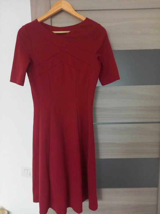 Rochie Etic din bumbac, visinie