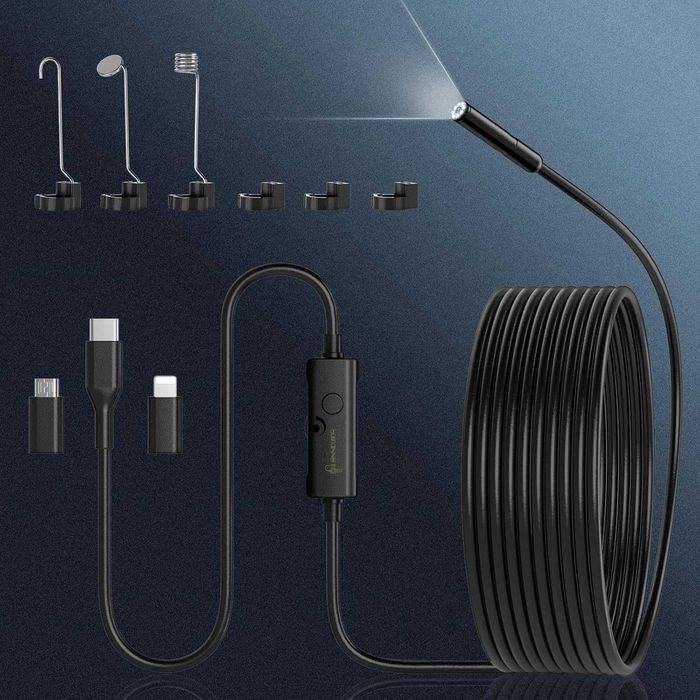 ПРОМО 2г Гаранция Нова Ендоскопска Камера за Кола AndroidiOS IP67, 5m