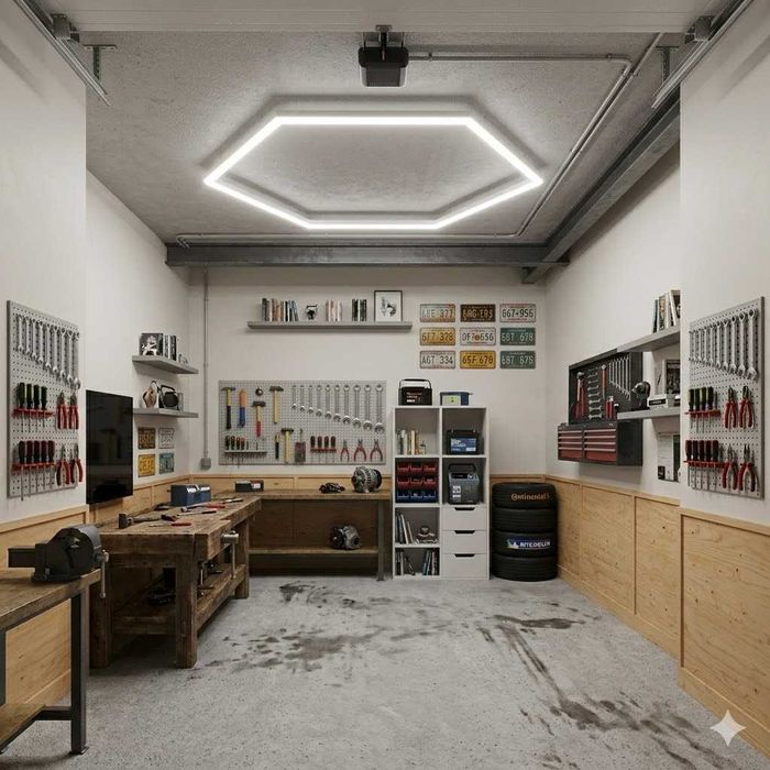 Tavane luminoase LED Frizerii: 1-14 Hexagoane configurabile. Lumină clară, fără umbre, care pune în valoare talentul și precizia frizerului!