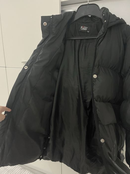 Дълго черно зимно яке,Размер М/Л