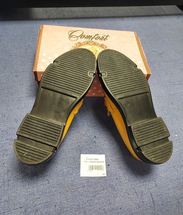 Pantofi dama piele Anna Viotti-Italian style-culoare muștar-39-noi, reducere