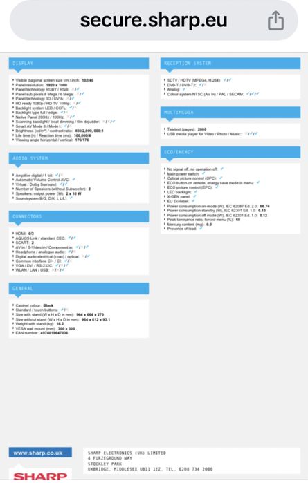 Телевизор SHARP 40 Inc