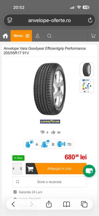 4 anvelope vara Good Year dot 09.2024 R17