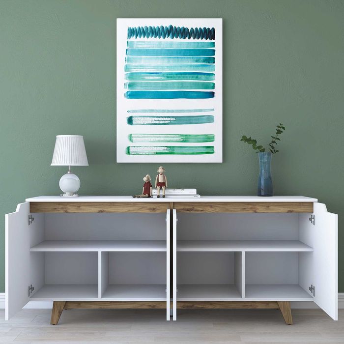 Голям Скрин Puzzle-home 1874, Бял/орех, 180см. Последни бройки - ПРОМО