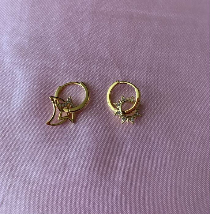 Сребърни обеци с печат S925, позлатени,златно покритие