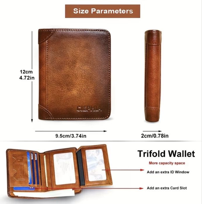 Мъжки удобни кожени портфейли с две лица /Защитени, стилни и елегантни