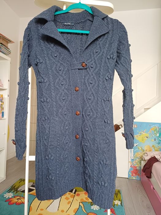Pulover cardigan lana merinos casmir S M L