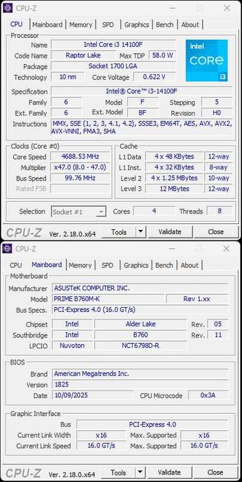 KIT PC GAMING Intel LGA 1700 i3 14100F 4.7GHz box + ASUS PRIME B760M-K