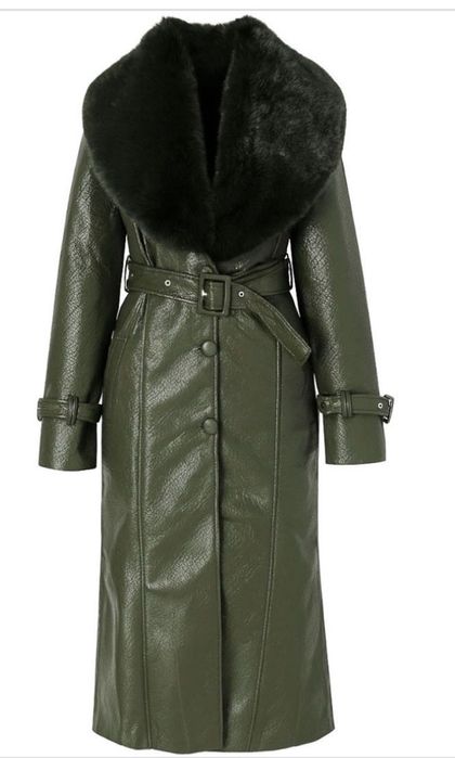 Палто-еко кожа,зелено
