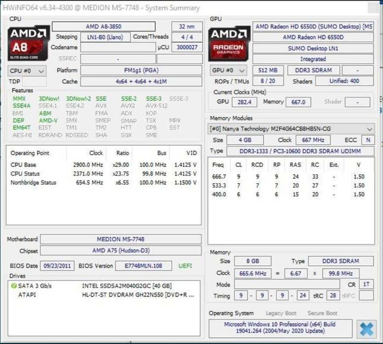 463S.Placa De Baza Medion MS-7748 Ver 1.0,2xDDR3,Socket FM1