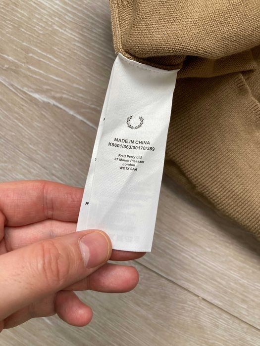 Fred Perry мъжки кафяв пуловер вълна и памук размер XXL