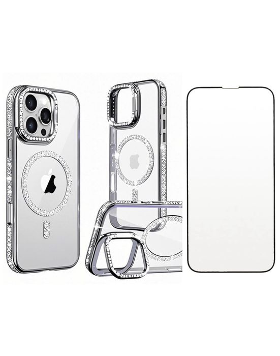 Husa Luxury Stone si Folie Sticla Anti Static Iphone 16/PRO 16 PRO MAX