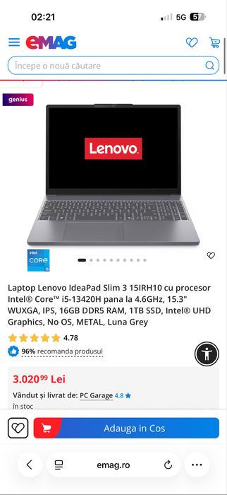 Laptop Lenovo  IdeaPad Slim 3 (16RAM,512SSD)