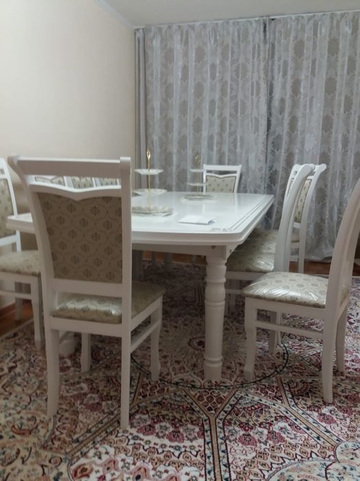 Стол со стульями белый комплект