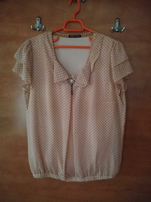 Bluza de vara, din voal, cu fundă și accesoriu