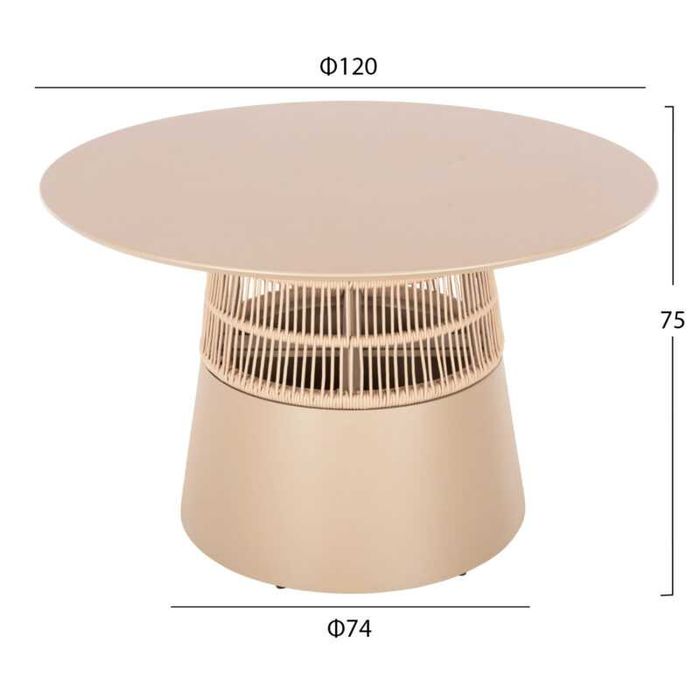 Кръгла маса, HM6106.04, Шампанско, Бежов, Антрацит, Въже, 120х75см.