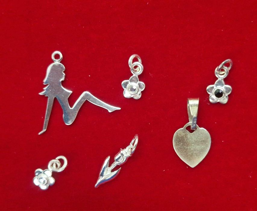 AG163,set 6 pandantive argint 925, noi/marcate, pretabil martisoare