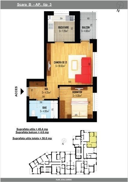 Apartamentul 2 camere cu Parcare Subterana zona Carrefour Orhideea