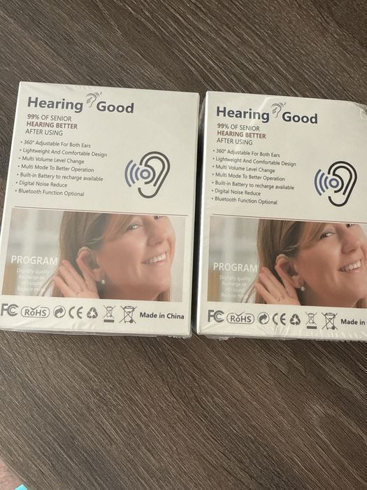Aparat auditiv, set 2 bucati, reducere zgomot, incarcare rapida, argintiu