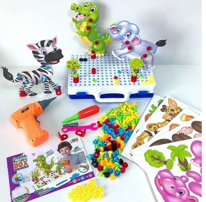 Мозаика с шуруповертом с животными