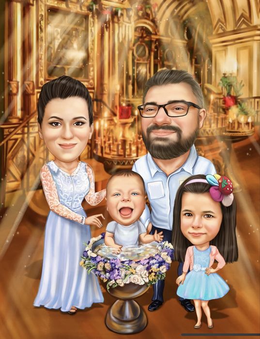 Семейна Карикатура по снимка