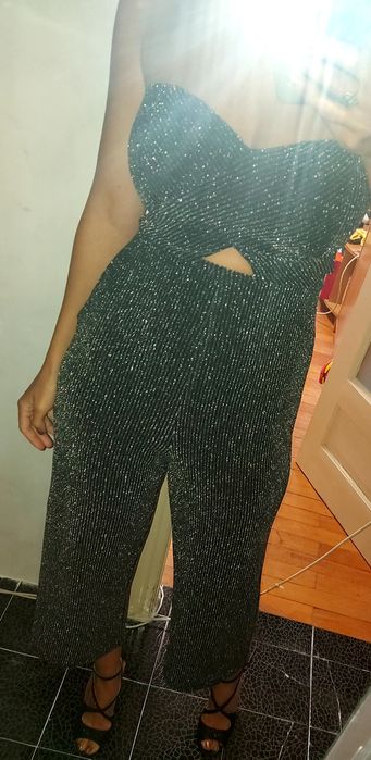 Salopeta glitter argintiu majorat/petrecere